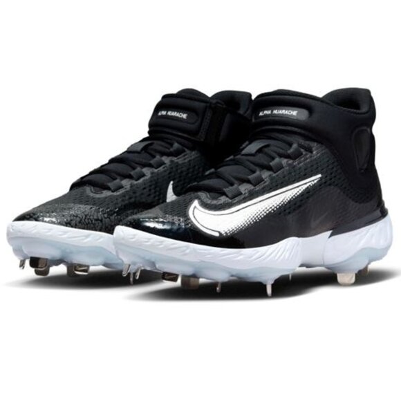 Nike Alpha Huarache Elite 4 Mid 'Black White' DJ6520-001 Baseball size 7 - 14 - Picture 1 of 13